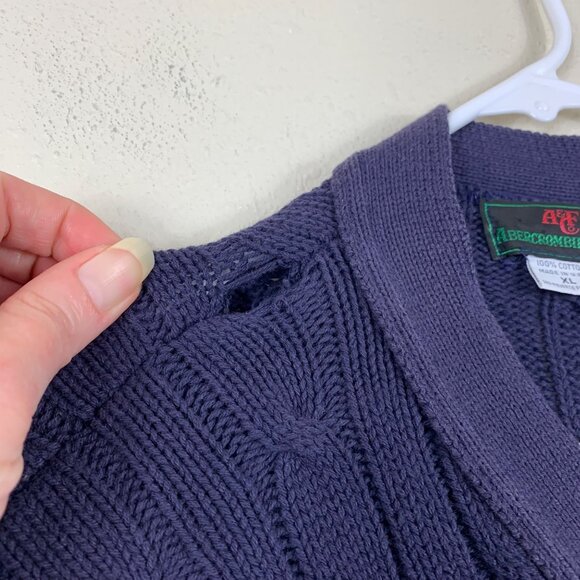 Vintage 80’s Men’s Abercrombie & Fitch Cableknit Button Down Cardigan Size XL - Picture 3 of 5
